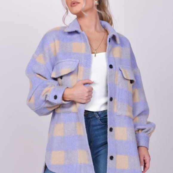 New Plaid Oversized Flannel Shirt Jacket Shacket - Picture 5 of 10